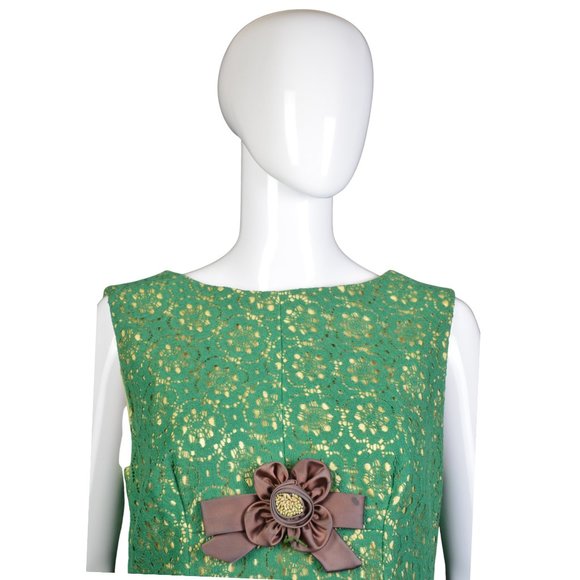 Estate Collection/Vintage 1960s Green Eyelet A-Line Dress Size 18 Awesome! - Picture 8 of 14